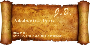 Jakubovics Ders névjegykártya